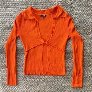 Papermoon Vibrant Orange Ribbed Blouse